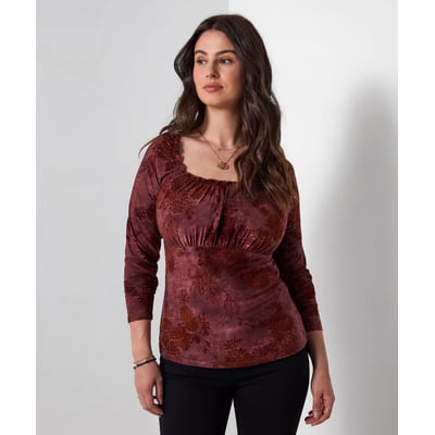 Blouse en Jersey à Col Froncé Imprimé Floqué JOE BROWNS