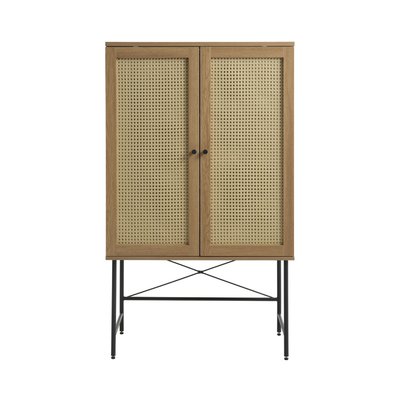 Buffet haut 2 portes bois et métal H135cm - RINTO DRAWER
