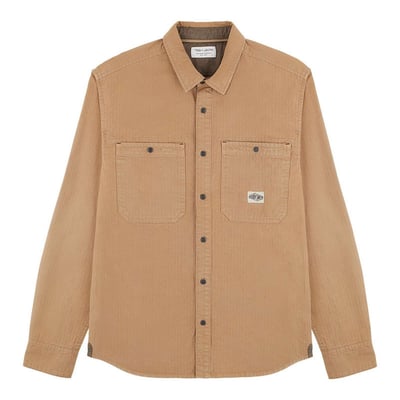 Chemise en coton beige unie à coupe droite et un col français TEDDY SMITH