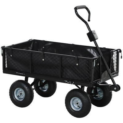 Chariot modulable en acier - max. 300 Kg - noir OUTSUNNY