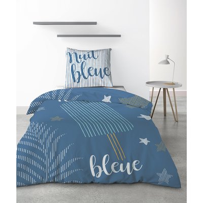 Parure De Lit 1 Personne Nuit Bleue Avec Housse De Couette Et Taie D'oreiller LES ATELIERS DU LINGE