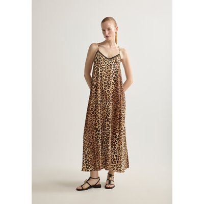 Robe longue imprimé léopard à bretelles et strass LOLA CASADEMUNT