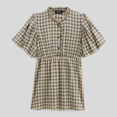 Robe manches courtes à carreaux contenant du coton MONOPRIX