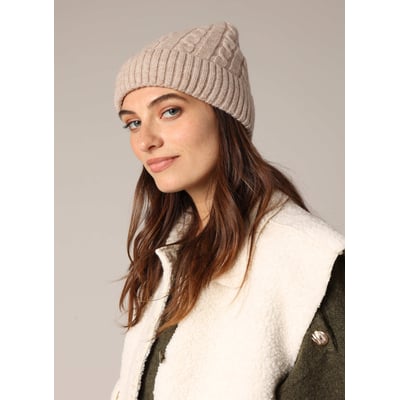Bonnet torsadé en maille avec large revers côtelé ALPY DEELUXE