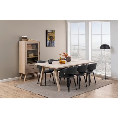 Vitrine scandinave en bois 2 tiroirs 1 porte en verre - ALISIA HELLIN, DEPUIS 1862