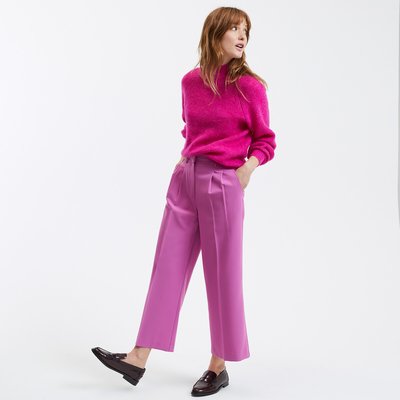 Wide Leg Cropped Trousers with Pleat Front LA REDOUTE COLLECTIONS