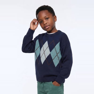 Pull jacquard contenant de la laine MONOPRIX