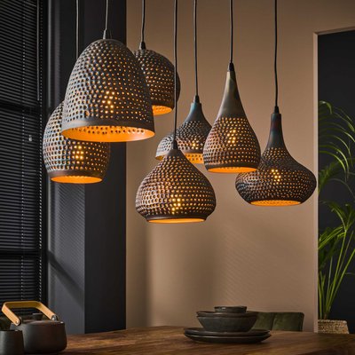 Suspension multiple 7 lampes en métal brun sombre JAVA PIER IMPORT