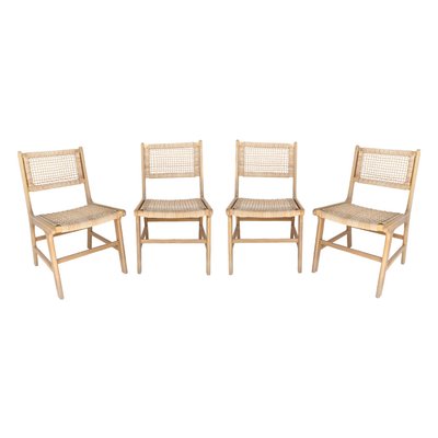 Chaise de jardin bois d'acacia et cannage (lot de 4) OCARA SWEEEK