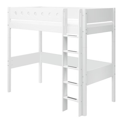 Lit mezzanine avec échelle droite effet bois FLEXA