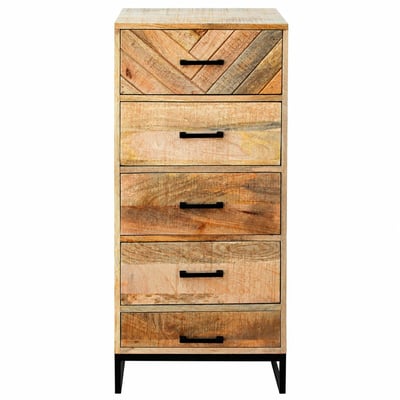 Commode étroite en bois de manguier 5 tiroirs BRIX PIER IMPORT
