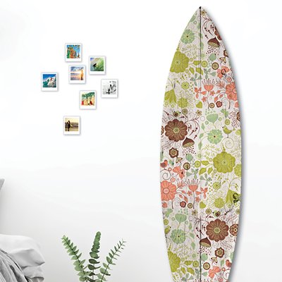 Planche de surf décorative fleuri rétro HEXOA