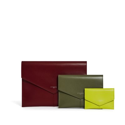 Trio de pochettes en cuir lisse CHARLOTTE LE TANNEUR