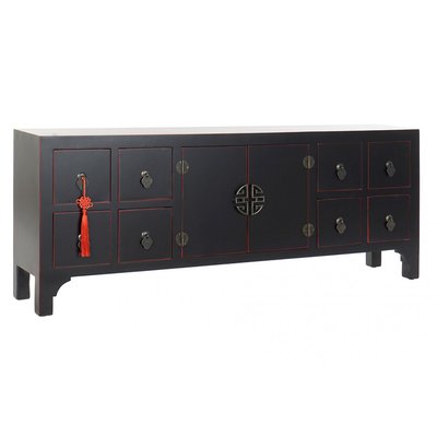 Meuble de télévision en bois noir style oriental - 130x24x51cm WADIGA