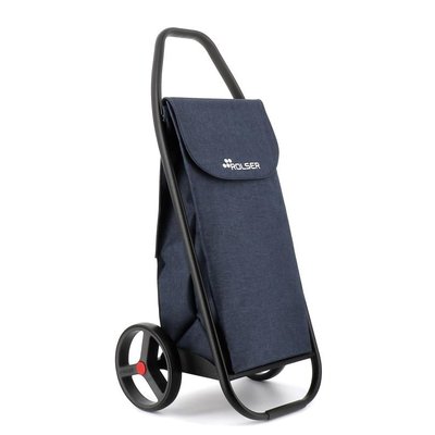 COM8 TWEED - Chariot de course - 2 roues - Bleu marine - Design tweed chic, robuste et léger, grande capacité - Idéal pour transporter vos courses ROLSER