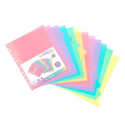 Lot de 12 intercalaires multicolores pastels - format A4 VIQUEL