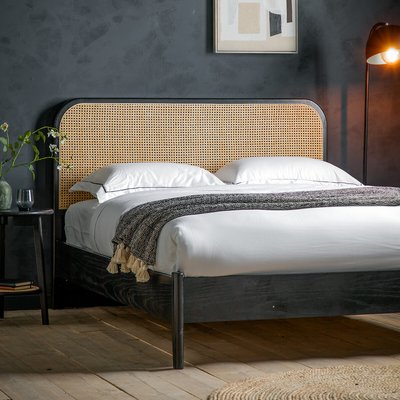 Sandra Solid Oak & Rattan Bed SO'HOME