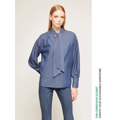 Blouse large avec ceinture en denim MOTIVI