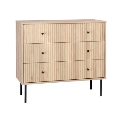 Commode décor bois rainuré 3 tiroirs BRAGA SWEEEK