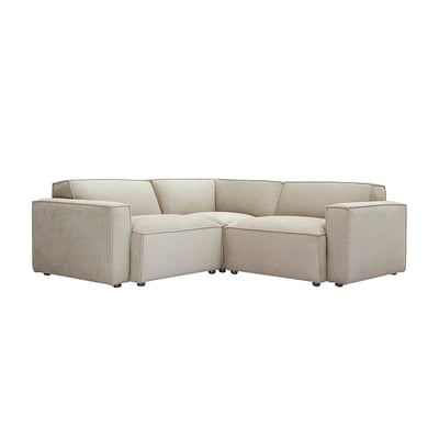 Canapé d'angle modulable 3 places en tissu effet velours texturé beige SPLIT MILIBOO