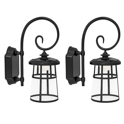 Lot de 2 appliques murales solaires LED extérieures métal ABS noir OUTSUNNY