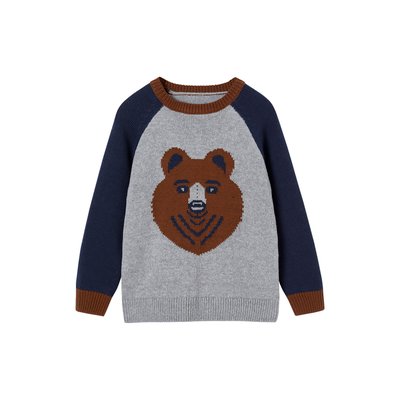 Pull jacquard ours manches raglan VERTBAUDET