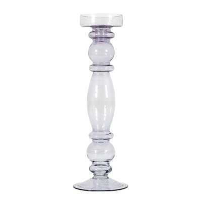 38cm Grey Glass Candlestick Holder SO'HOME