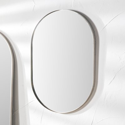 90cm Brushed Silver Metal Slim Frame Oval Wall Mirror SO'HOME