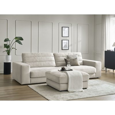 Canapé droit fixe 4 places en velours avec pouf, SIERRA BOBOCHIC