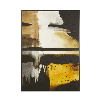 Abstract Black and Ochre Unframed Wall Art SO'HOME