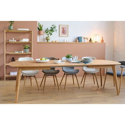 Table à manger ovale en bois + 2 allonges 8/12 places L180/270 - MARTINE HELLIN, DEPUIS 1862