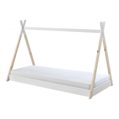 Lit TIPI blanc-naturel avec matelas VIPACK