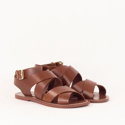 Sandalen in leer met platte hak DAKLA SESSUN