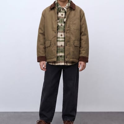 Veste chasseur col et poignets contrastés contient du coton MONOPRIX