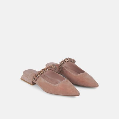 Mules en cuir à bout pointu avec strass ALMA EN PENA