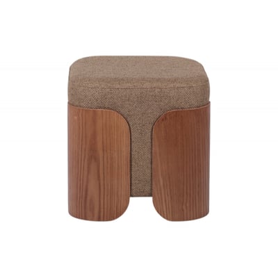 Pouf rond en tissu   et bois Ø35 cm Aubépine AMADEUS