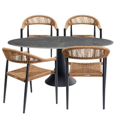 Table ovale en grès et 4 chaises, GRANDE POSSIBILITA KARE DESIGN