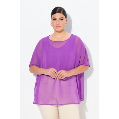 Blouse oversize en mousseline. Col rond et ULLA POPKEN