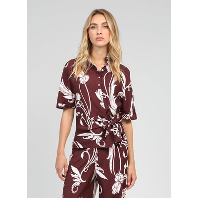 Chemisier Femme Floral Imprimé Graphique Vine - Taille XXL, Manches Courtes, Col Rond, Neuf Avec étiquettes