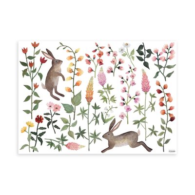 Stickers muraux fleurs et lapins QUEYRAN LILIPINSO