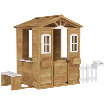 Maisonnette pour enfants Bois de sapin Jaune OUTSUNNY