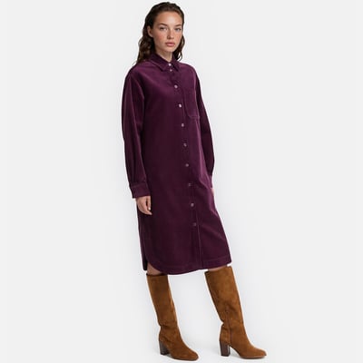 Vestido recto, largo midi, de pana LA REDOUTE COLLECTIONS