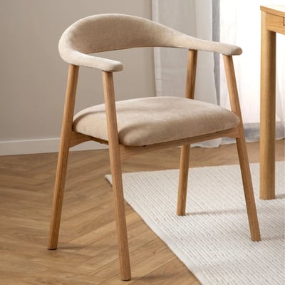 Chaises de salle à manger en chêne et tissu beige (lot de 2) - ELYA HELLIN, DEPUIS 1862