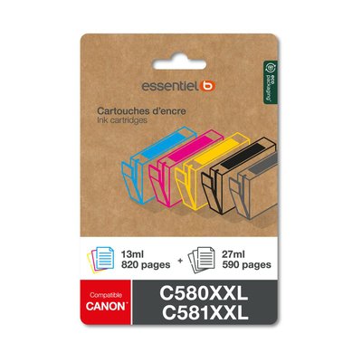 Cartouche d'encre C580/581 XXL noir + 3 couleurs ESSENTIEL B