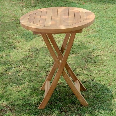 Table pliante ronde en teck massif Bistrot ø 60 cm TECK ATTITUDE