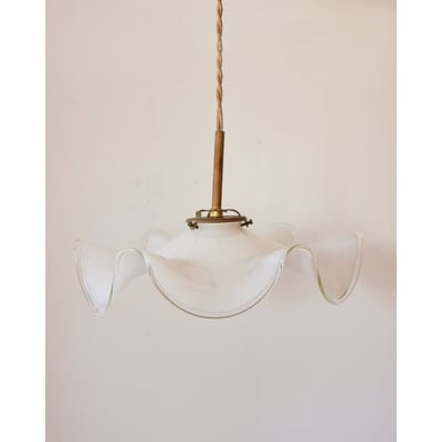 Suspension opaline blanche vintage Sonia N°317 - Bon état DEBONGOUT