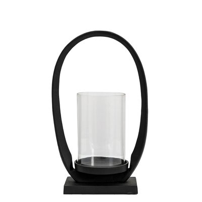 33cm Contemporary Black Metal Lantern SO'HOME