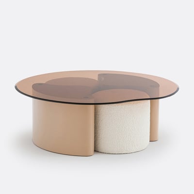 Mesa de centro com 2 pufes, POGLIO LA REDOUTE INTERIEURS