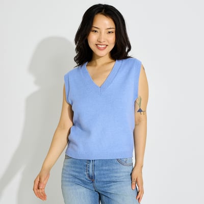 Pull sans manches col V GRAIN DE MALICE