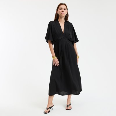 Robe longue évasée, col V, manches aux coudes LA REDOUTE COLLECTIONS